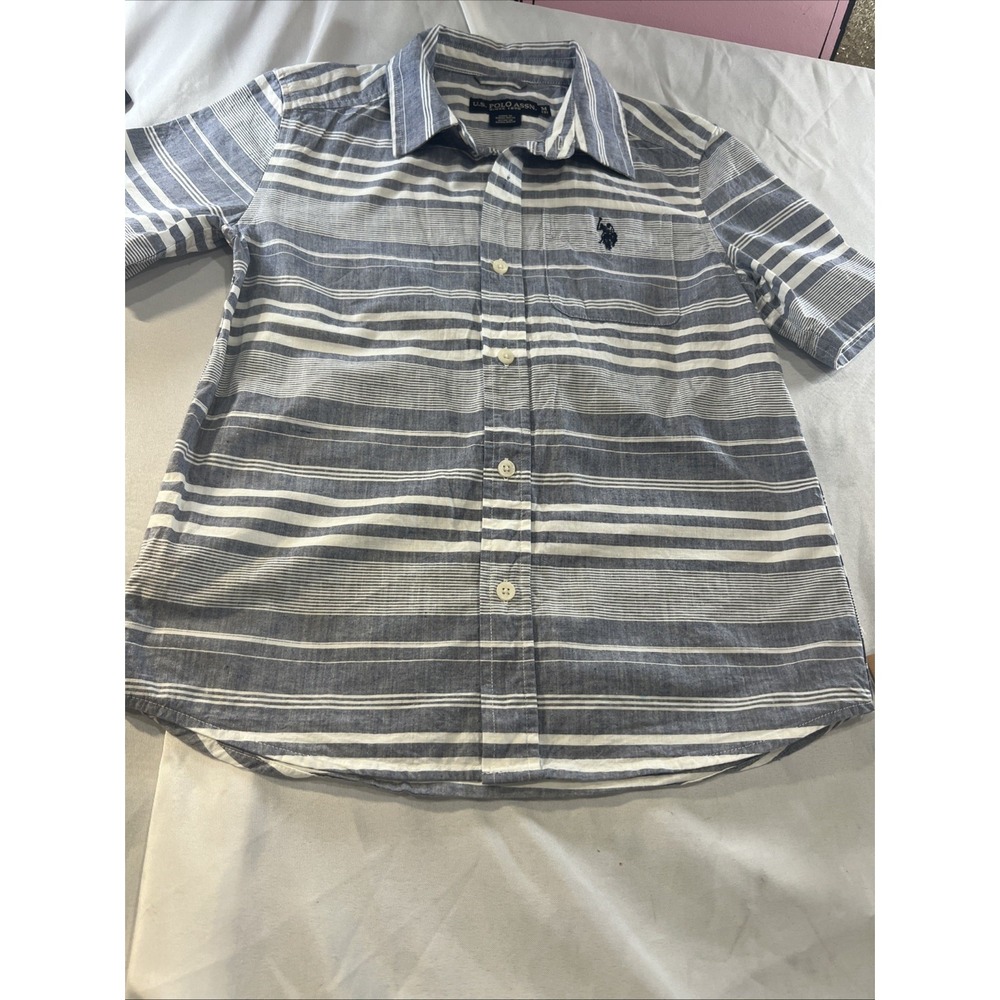 U.S. Polo Association Boy's Stripped Polo Shirt Classic Navy M8 Dressy 429